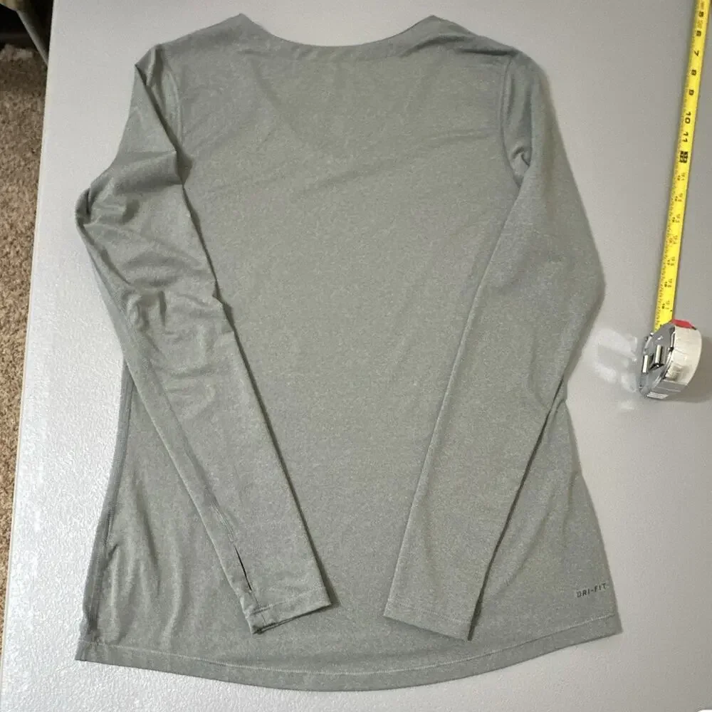 Nike Pro Dri-FIT Womens Compression V-Neck Long Sleeve Shirt Gray XL